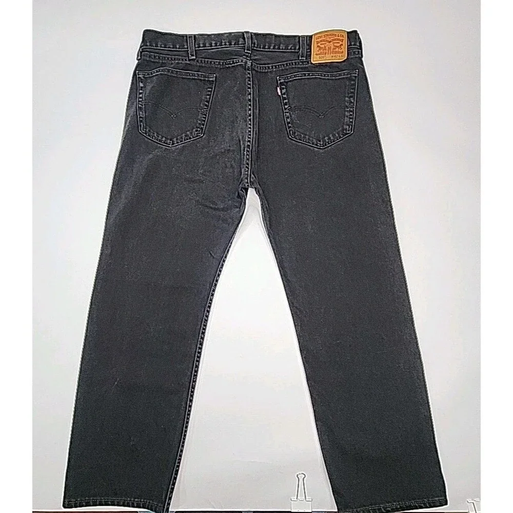 Levi's 505 Denim Jeans Black Wash Men Sz 42 x 30 Red Tab Cotton Regular Fit Zip